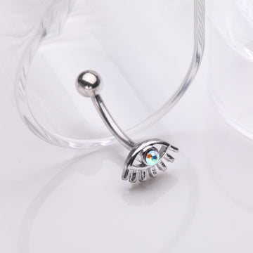 Detail View 1 of All Seeing Eye Sparkle Curved Barbell-Aurora Borealis